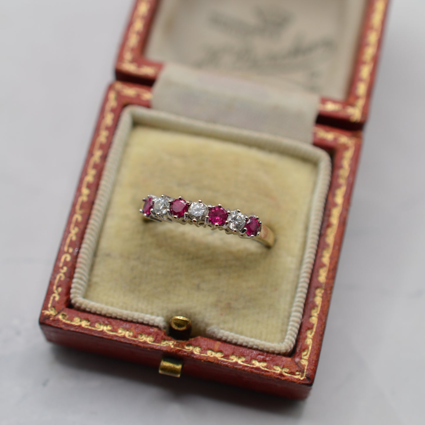 1990s 9ct Gold Ruby & Diamond Half-Eternity Ring