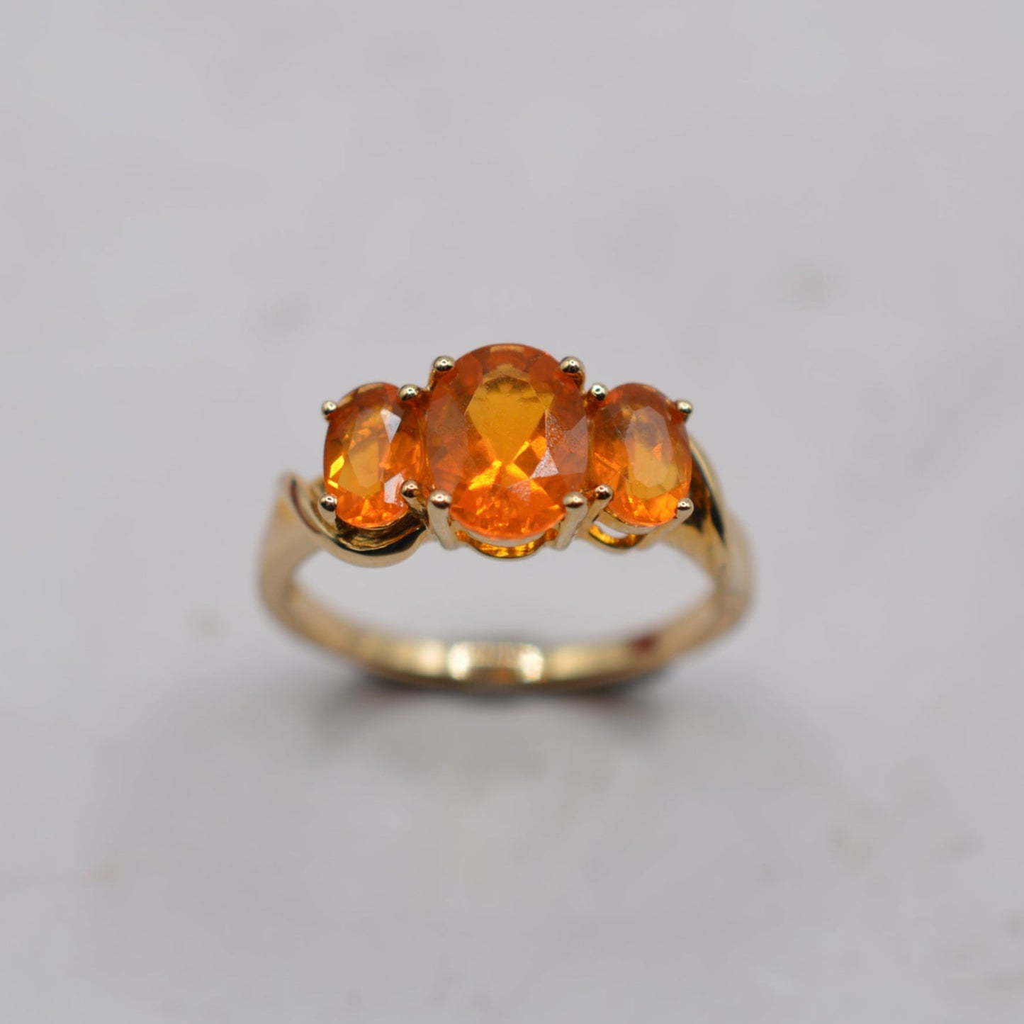 9ct Gold Fire Opal Trilogy Ring