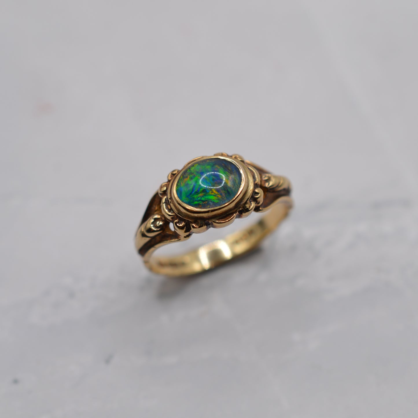 1970s Vintage 9ct Gold Opal Triplet Bezel Ring