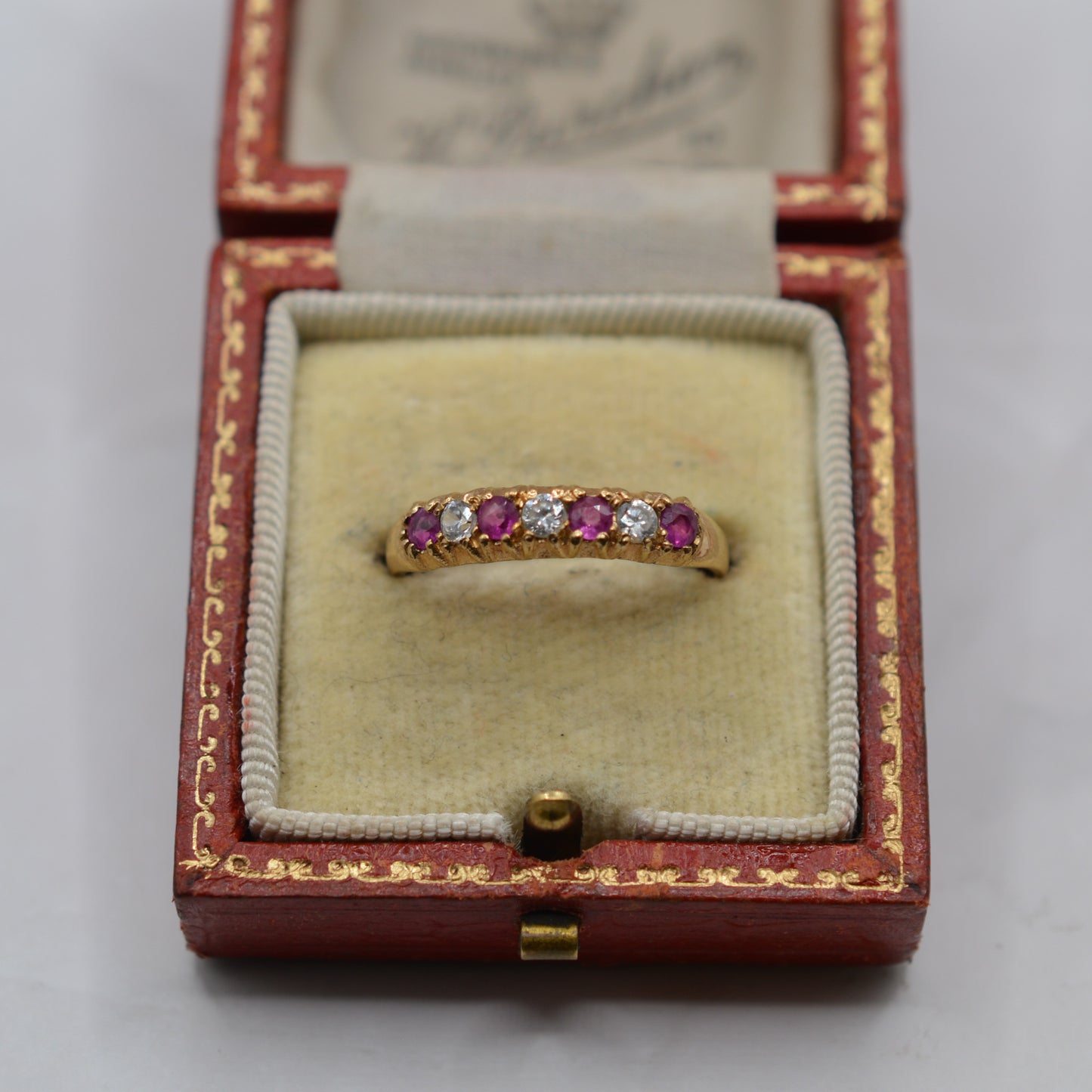 9ct Gold Ruby & CZ Half-Eternity Ring