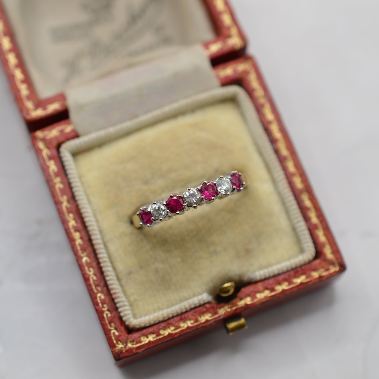 1990s 9ct Gold Ruby & Diamond Half-Eternity Ring