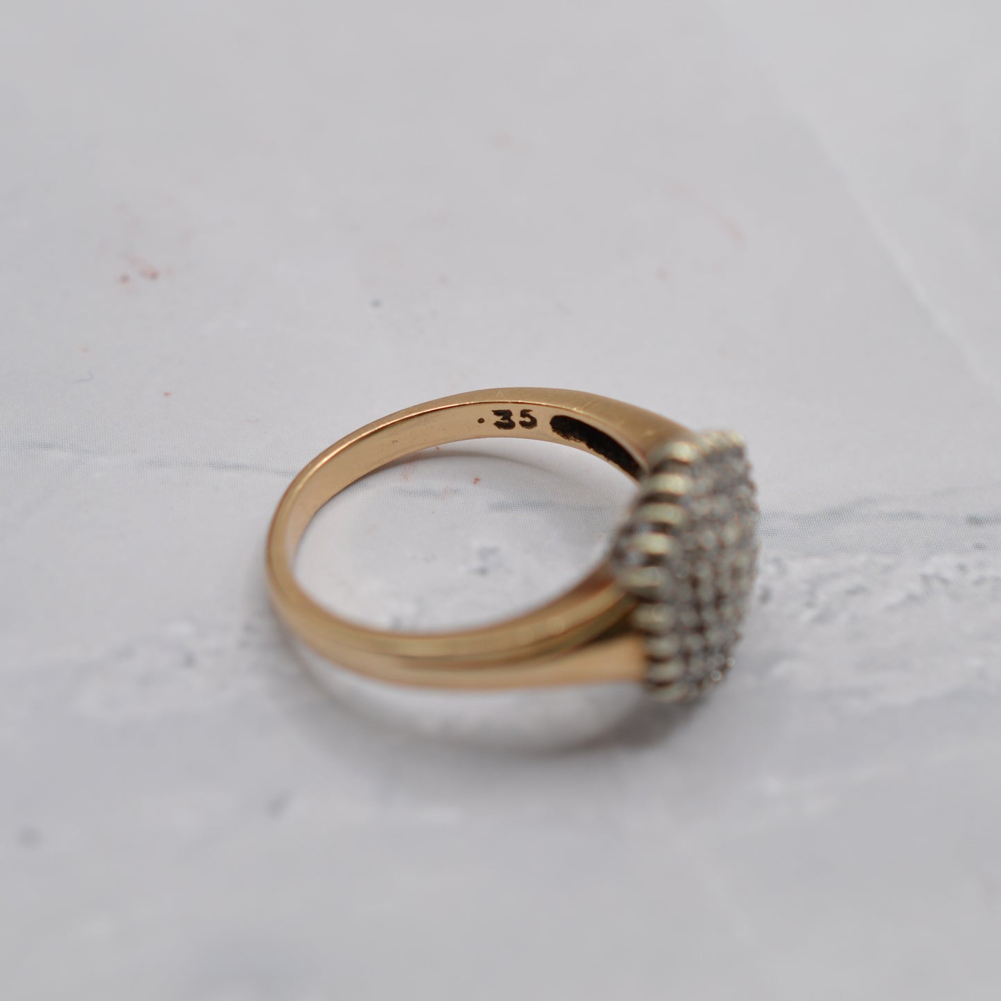 1990s Chunky 9ct Gold 0.35ct Diamond Cluster Ring