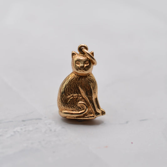 1970s Vintage 9ct Gold Cat Charm