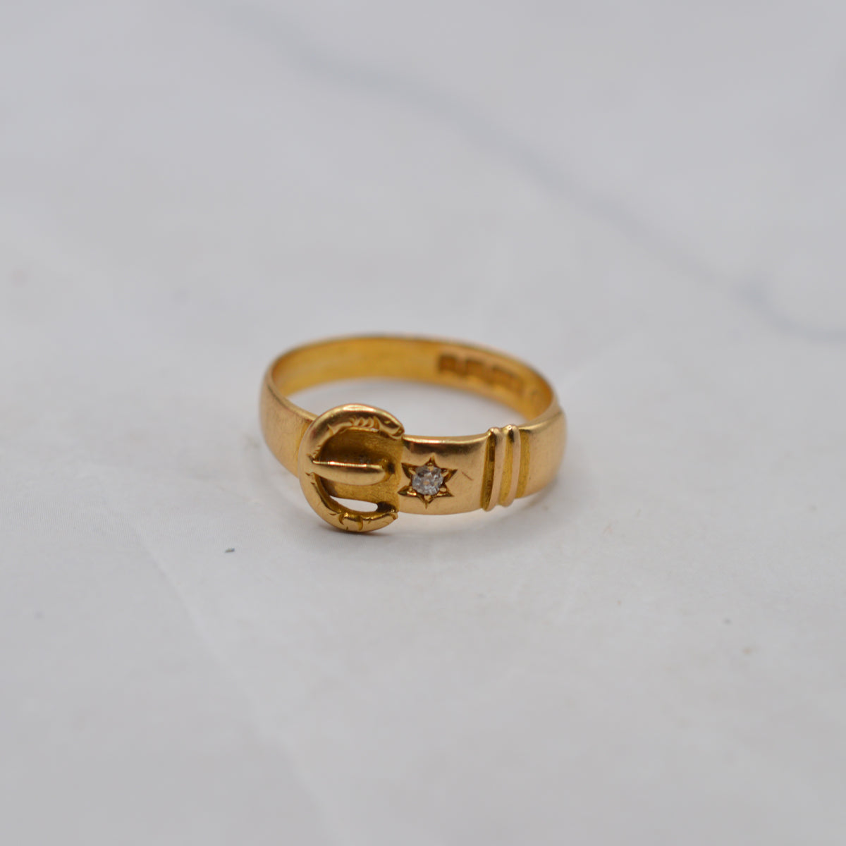 1896 Antique Victorian 18ct Gold Diamond Buckle Ring