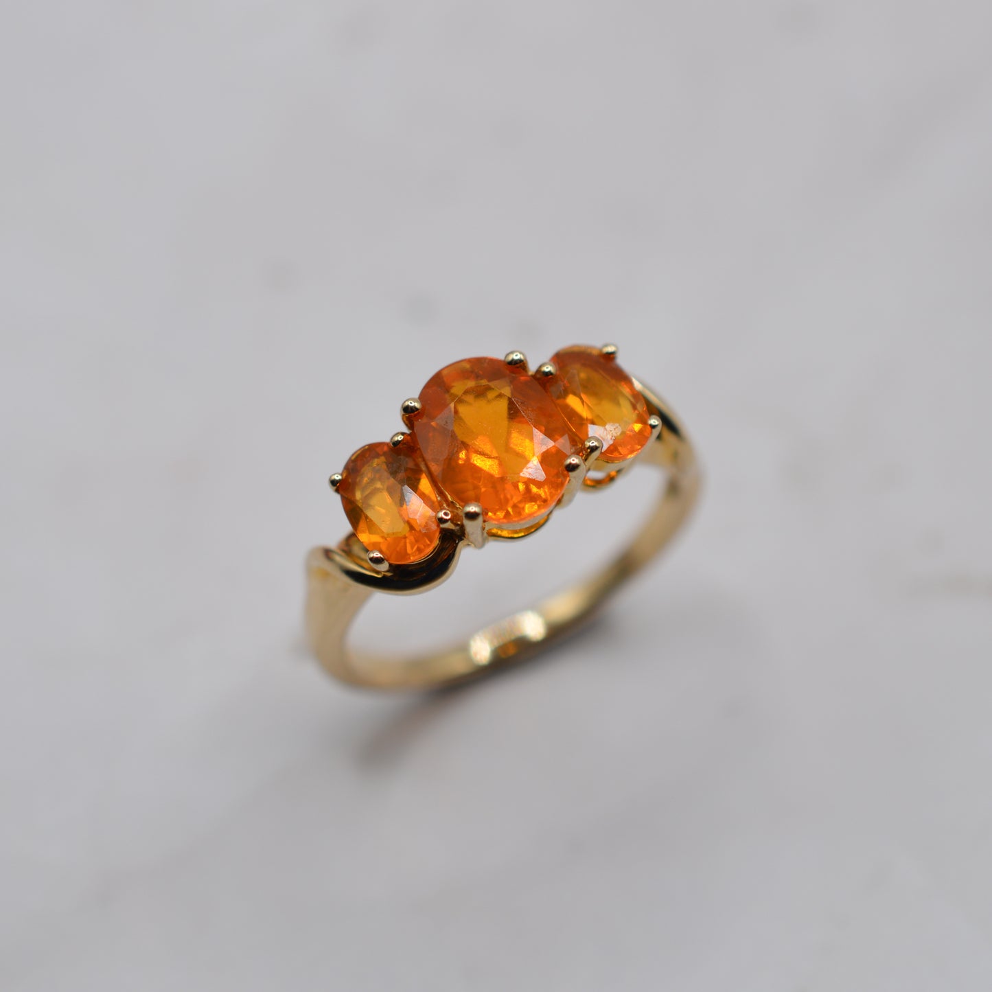 9ct Gold Fire Opal Trilogy Ring