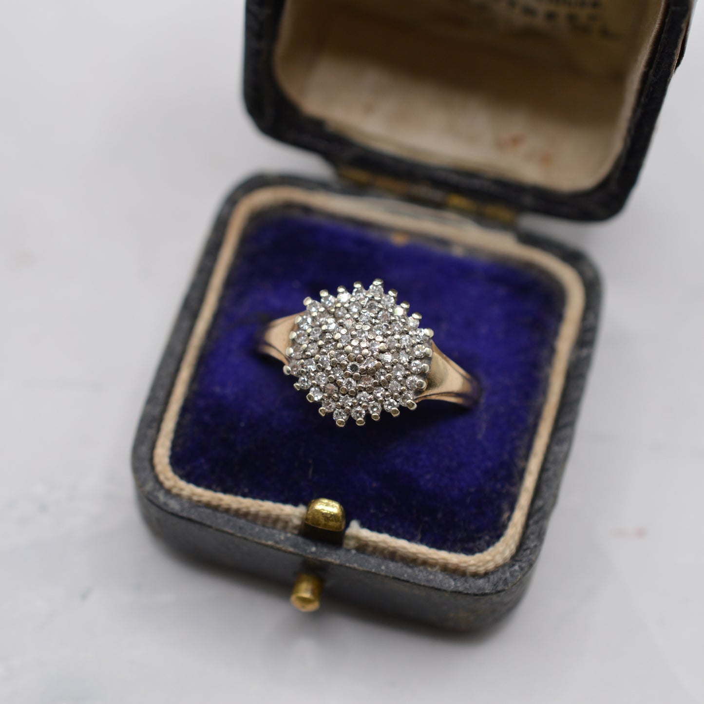 1990s Chunky 9ct Gold 0.35ct Diamond Cluster Ring