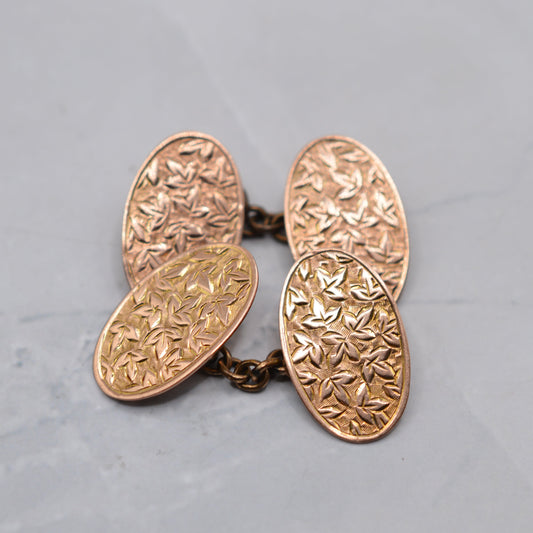 1920s Antique 9ct Rose Gold Gents Cufflinks