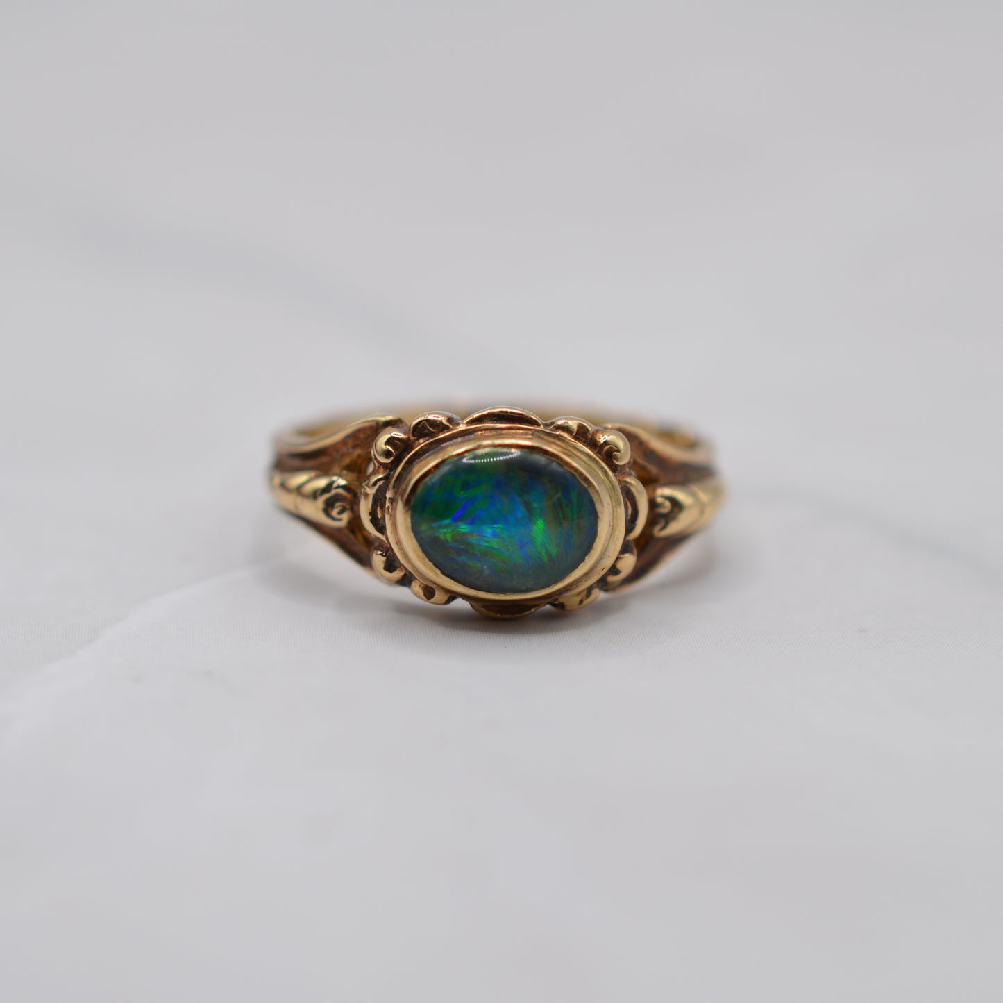 1970s Vintage 9ct Gold Opal Triplet Bezel Ring