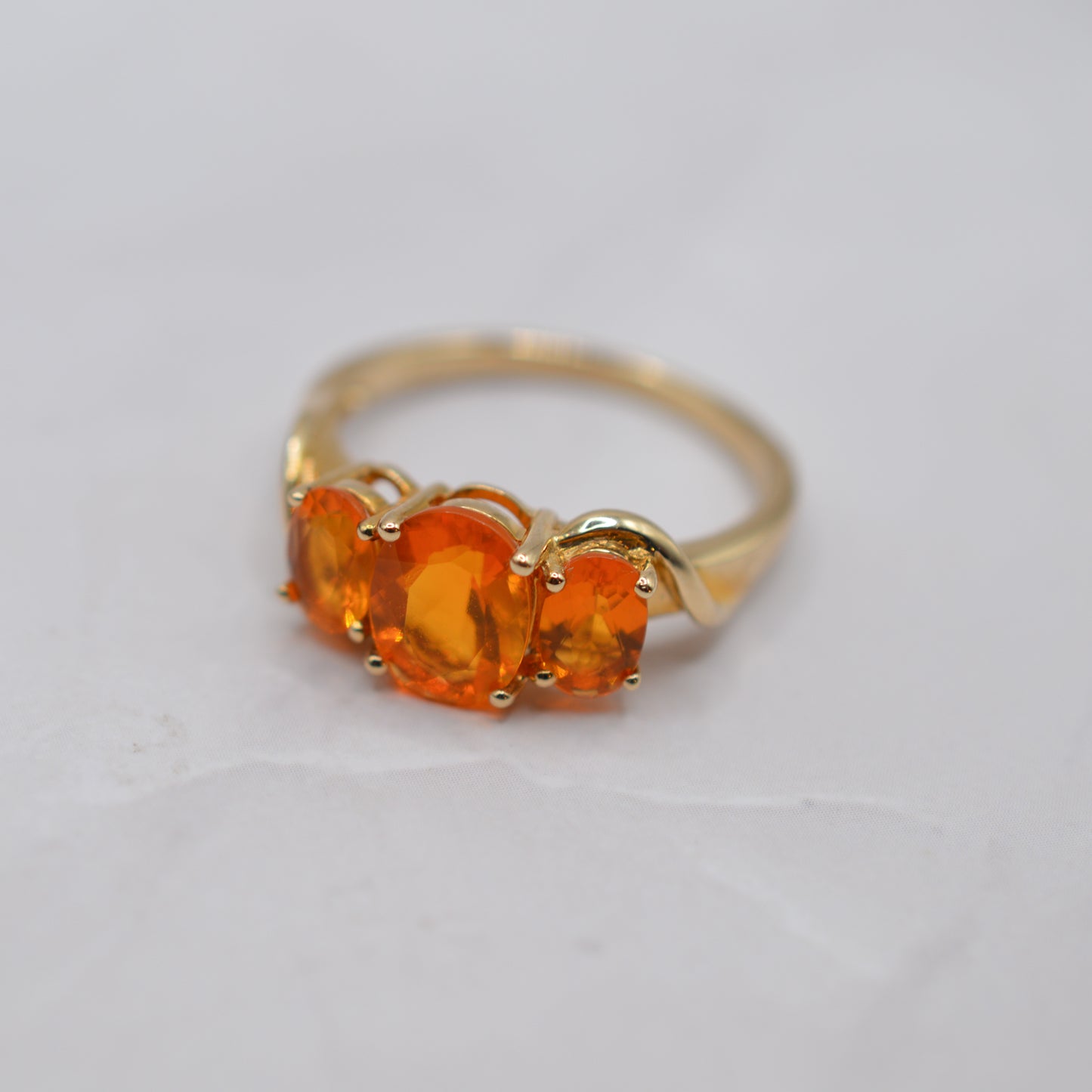 9ct Gold Fire Opal Trilogy Ring