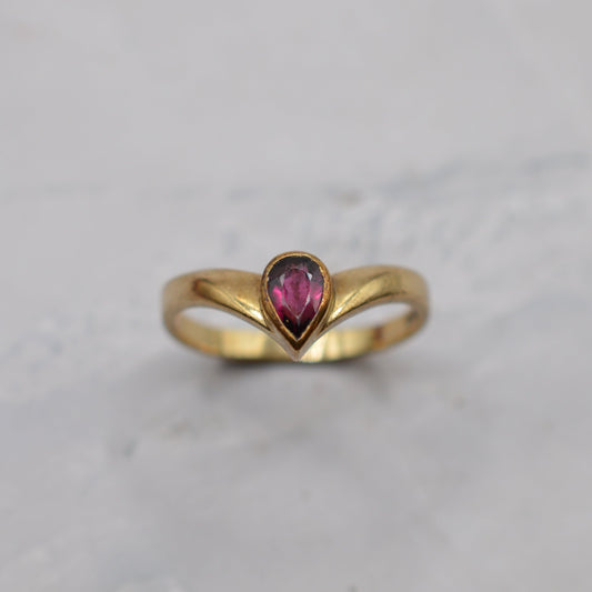 1980s 9ct Gold Amethyst Wishbone Ring