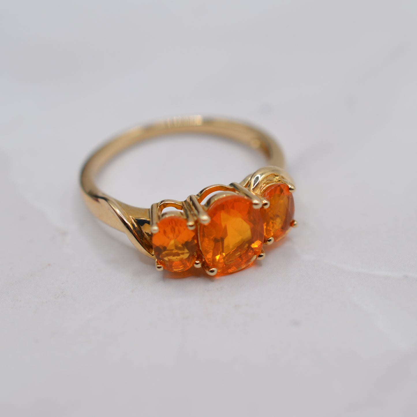 9ct Gold Fire Opal Trilogy Ring