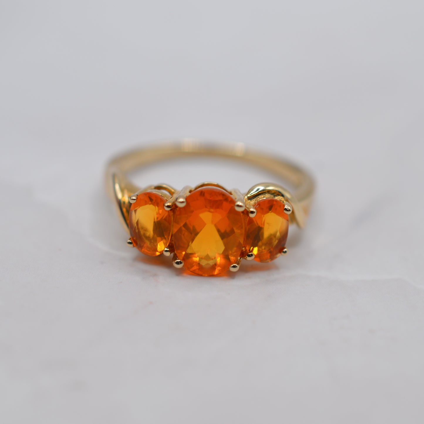 9ct Gold Fire Opal Trilogy Ring