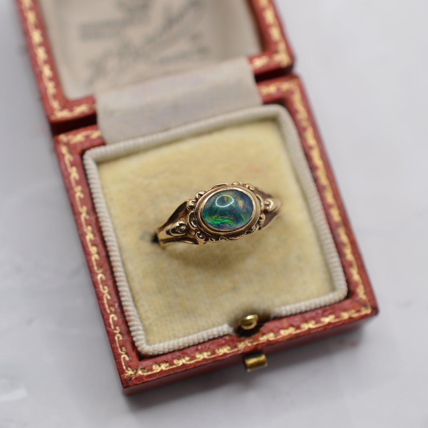 1970s Vintage 9ct Gold Opal Triplet Bezel Ring