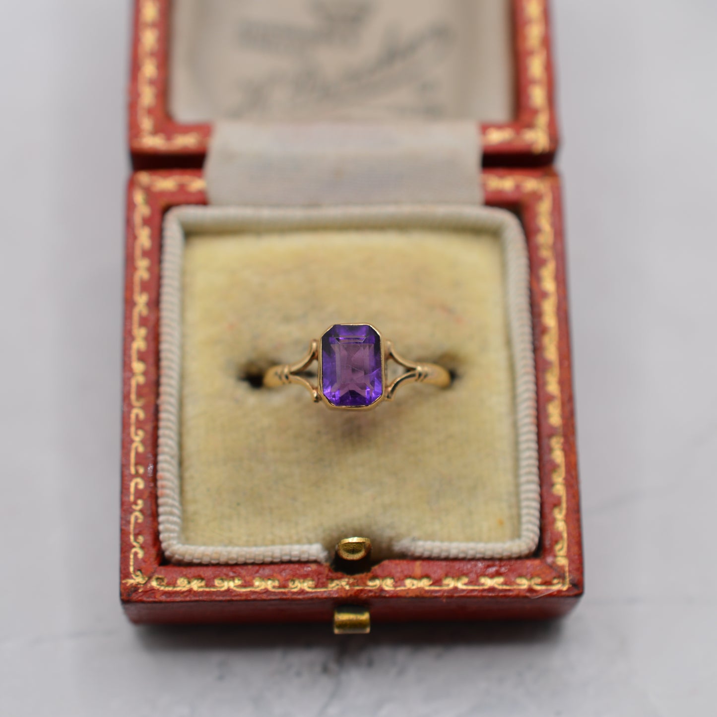 1980s 9ct Gold Emerald-Cut Amethyst Ring