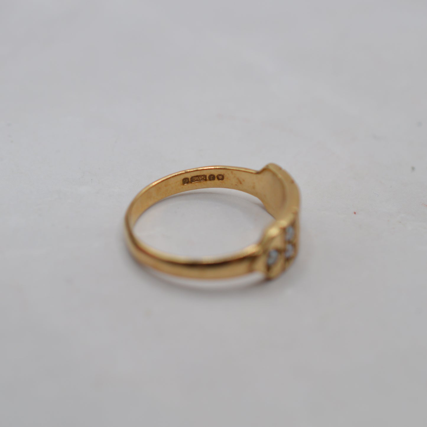1970s Vintage 9ct Gold Emerald & Pearl Panel Ring