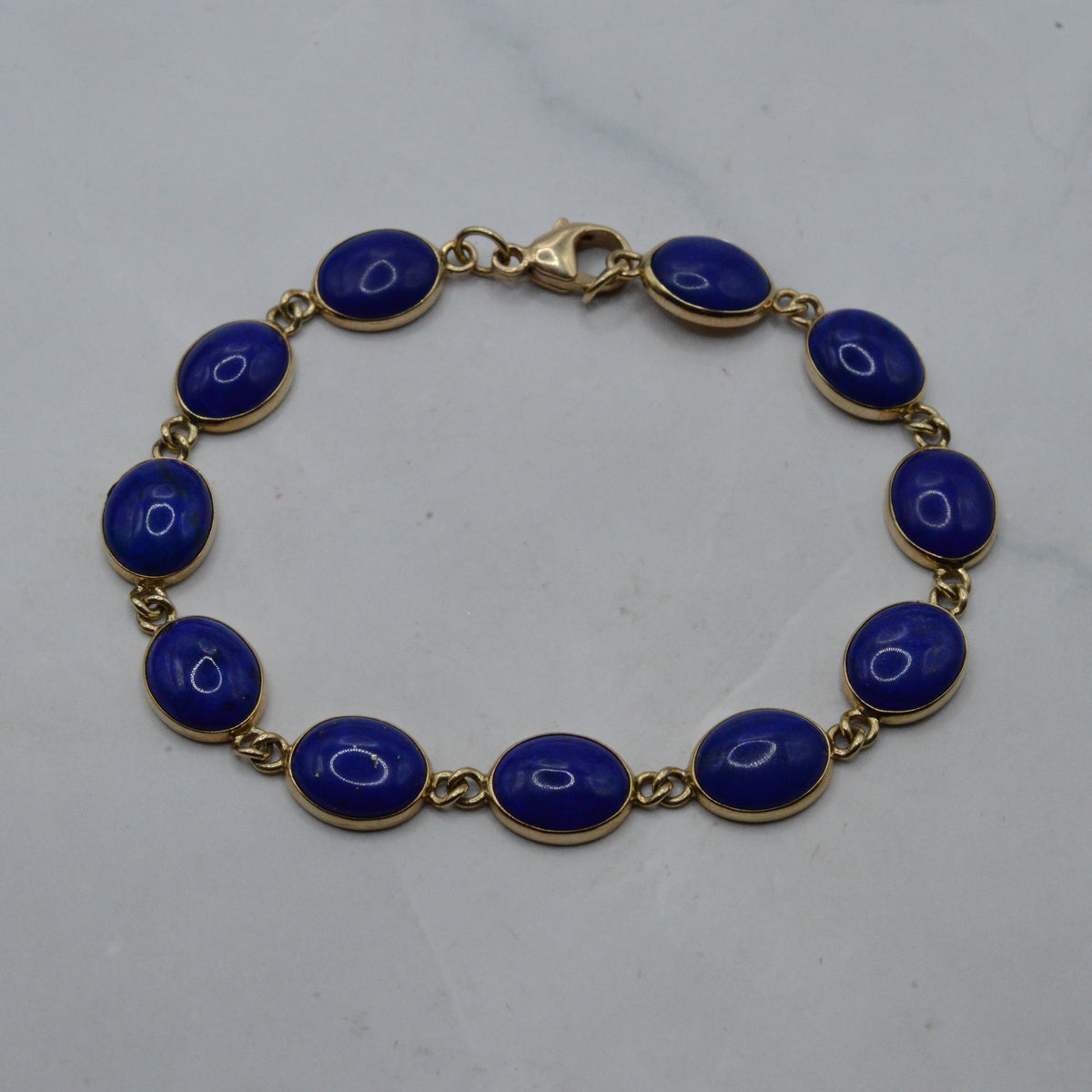 1990s 9ct Gold Lapis Lazuli Bracelet