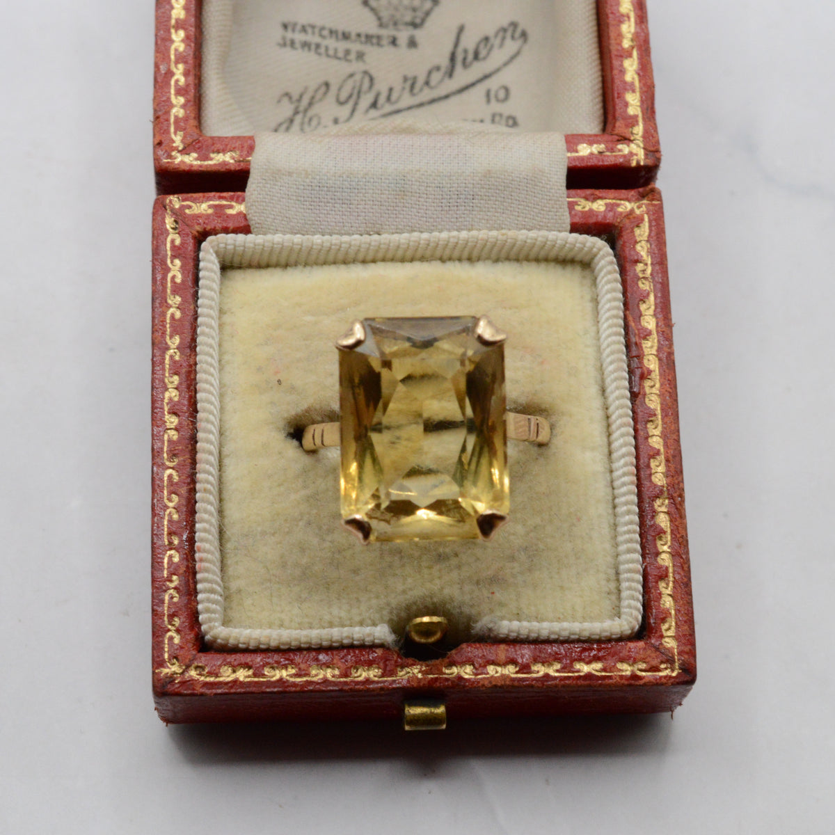 1960s Vintage Chunky 9ct Gold ~15ct Citrine Ring