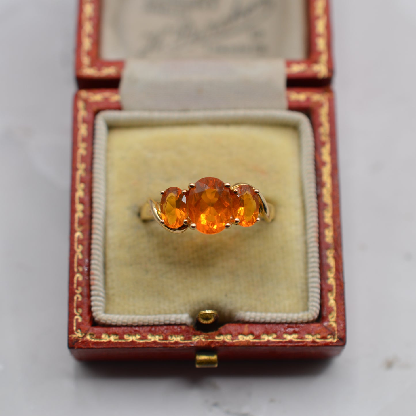9ct Gold Fire Opal Trilogy Ring