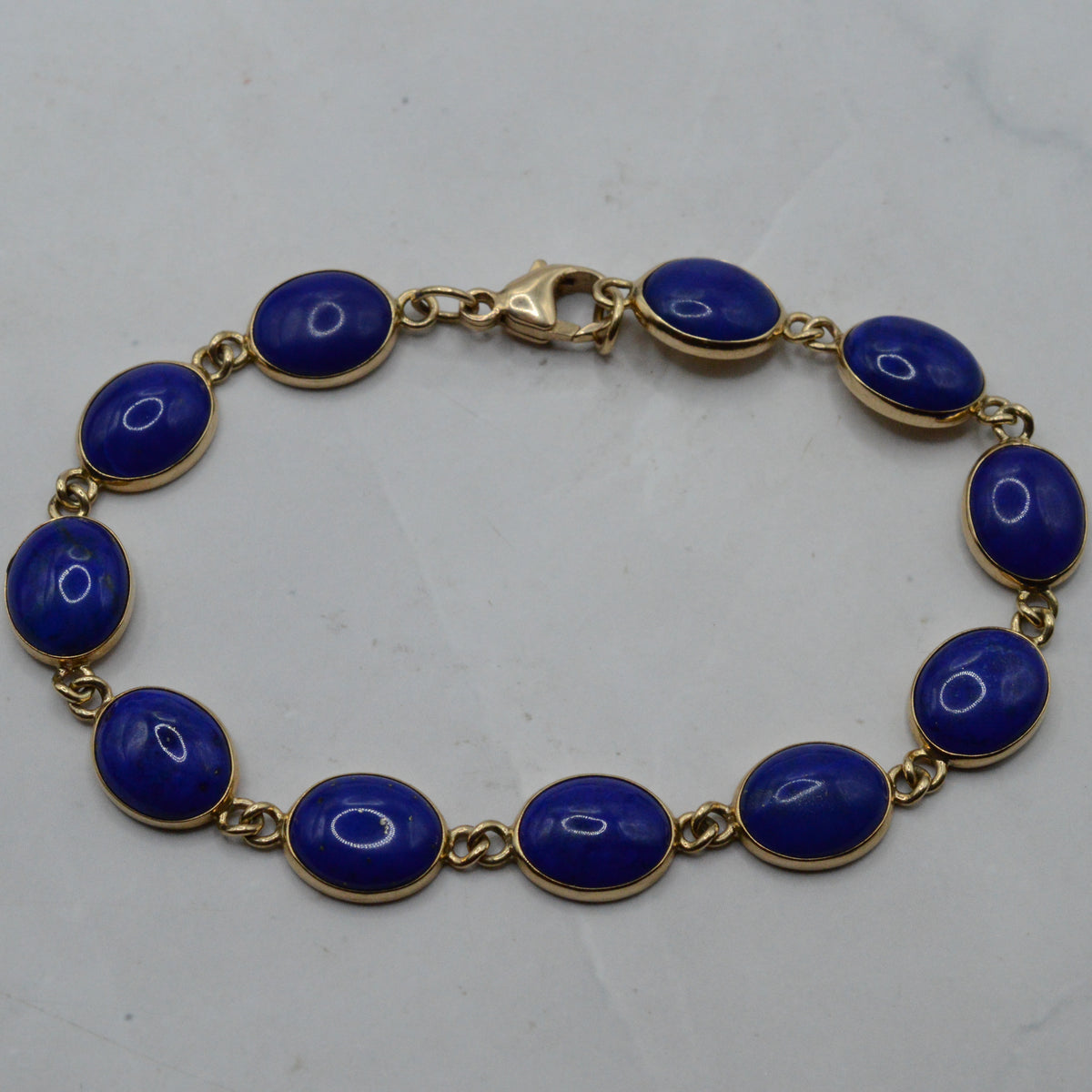 1990s 9ct Gold Lapis Lazuli Bracelet