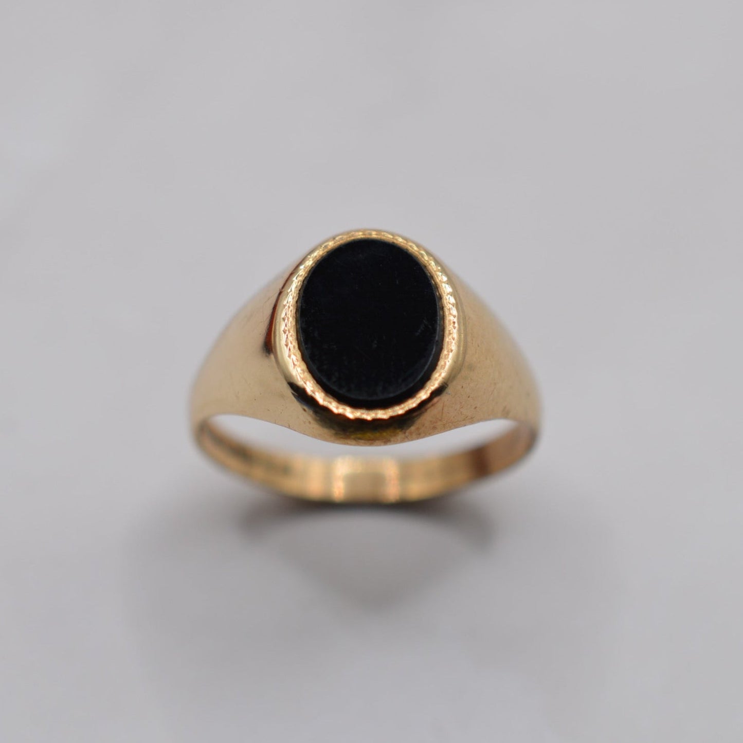 1970s Chunky Vintage 9ct Gold Onyx Signet Ring