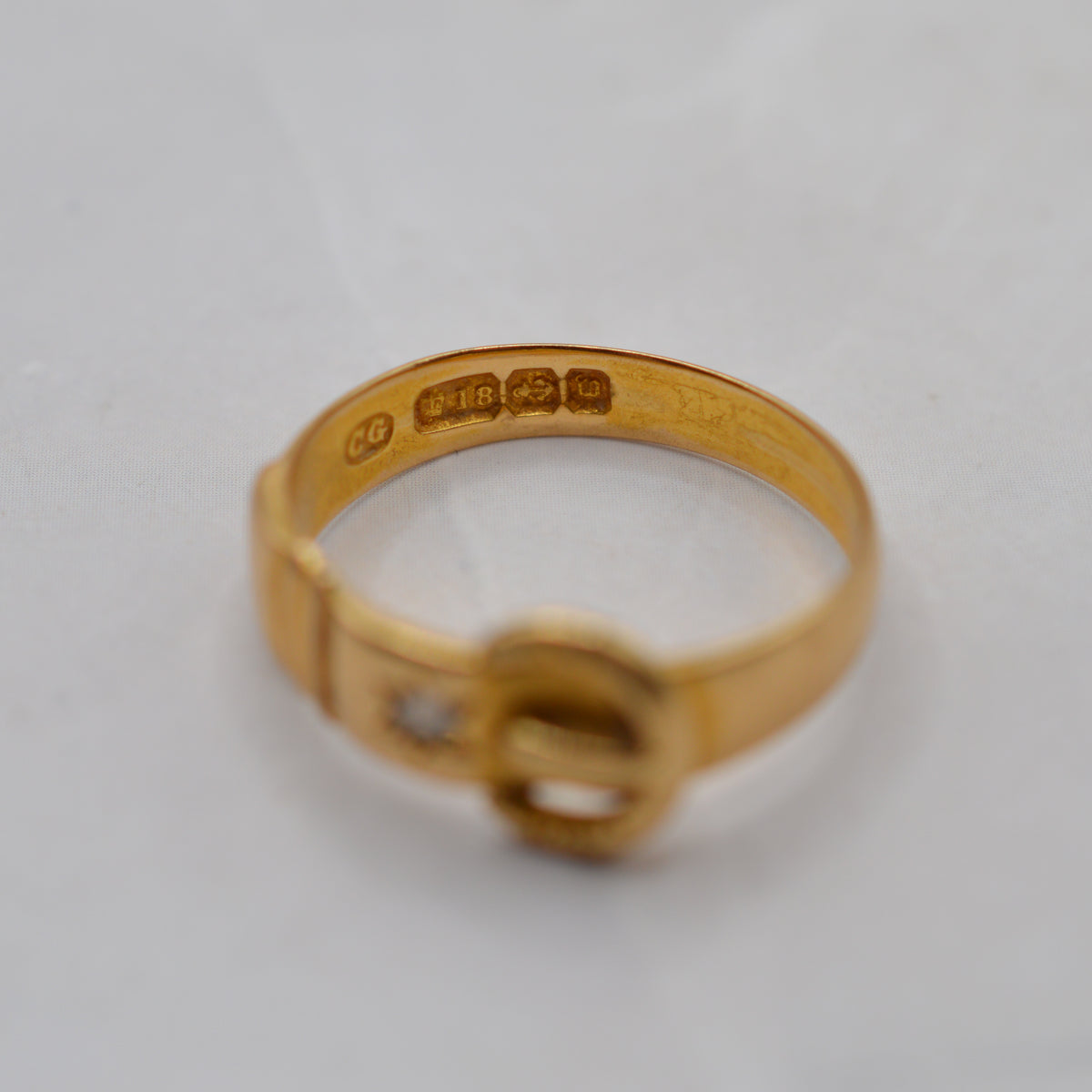 1896 Antique Victorian 18ct Gold Diamond Buckle Ring