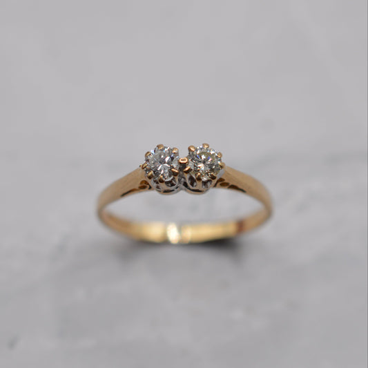 *RESERVED* 1980s 9ct Gold Two-Stone Diamond Ring