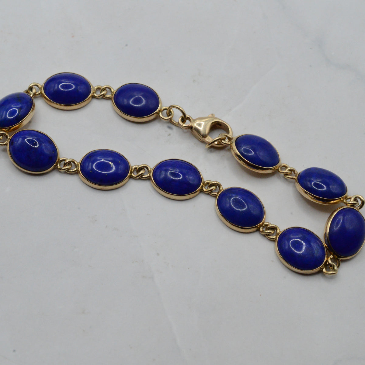 1990s 9ct Gold Lapis Lazuli Bracelet