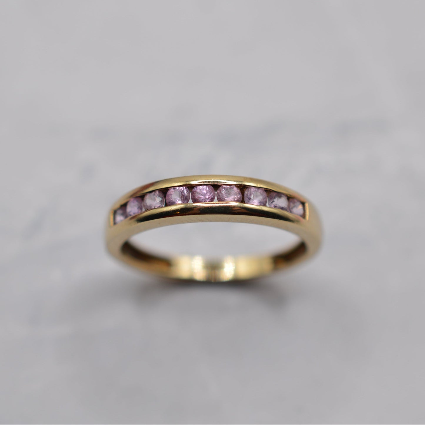 Y2K 9ct Gold Pink Sapphire Half-Eternity Ring