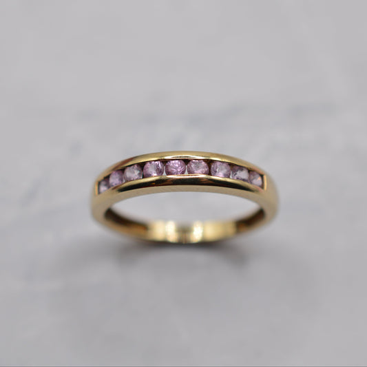 Y2K 9ct Gold Pink Sapphire Half-Eternity Ring