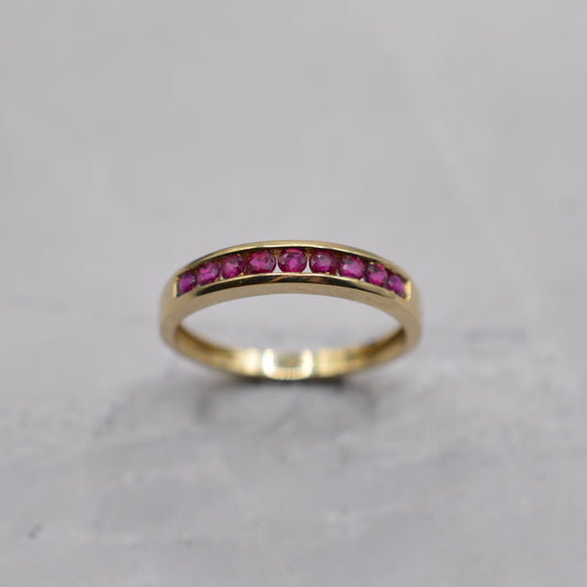 Y2K 9ct Gold Ruby Half-Eternity Ring