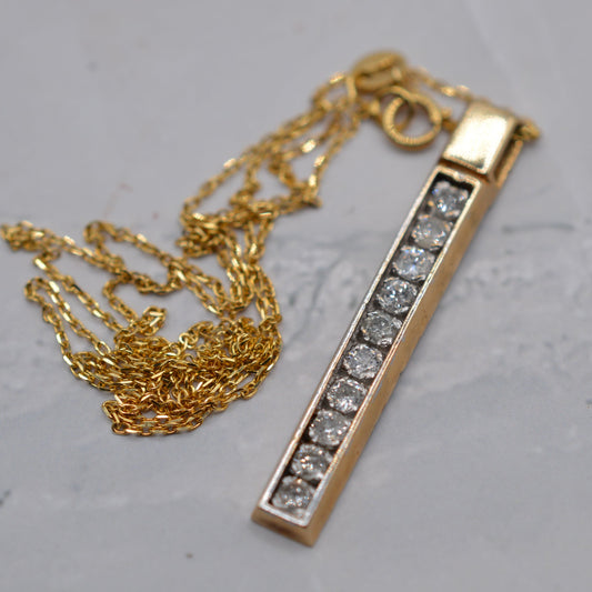 1980s 9ct Gold 0.50ct Diamond Pendant Necklace (18" Chain)