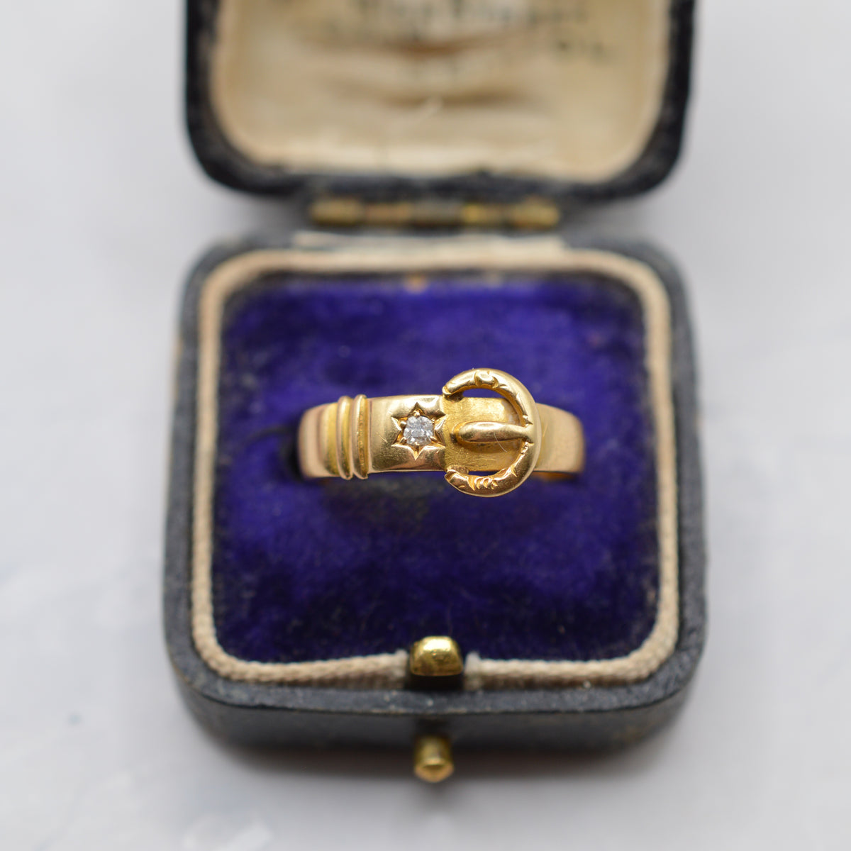1896 Antique Victorian 18ct Gold Diamond Buckle Ring