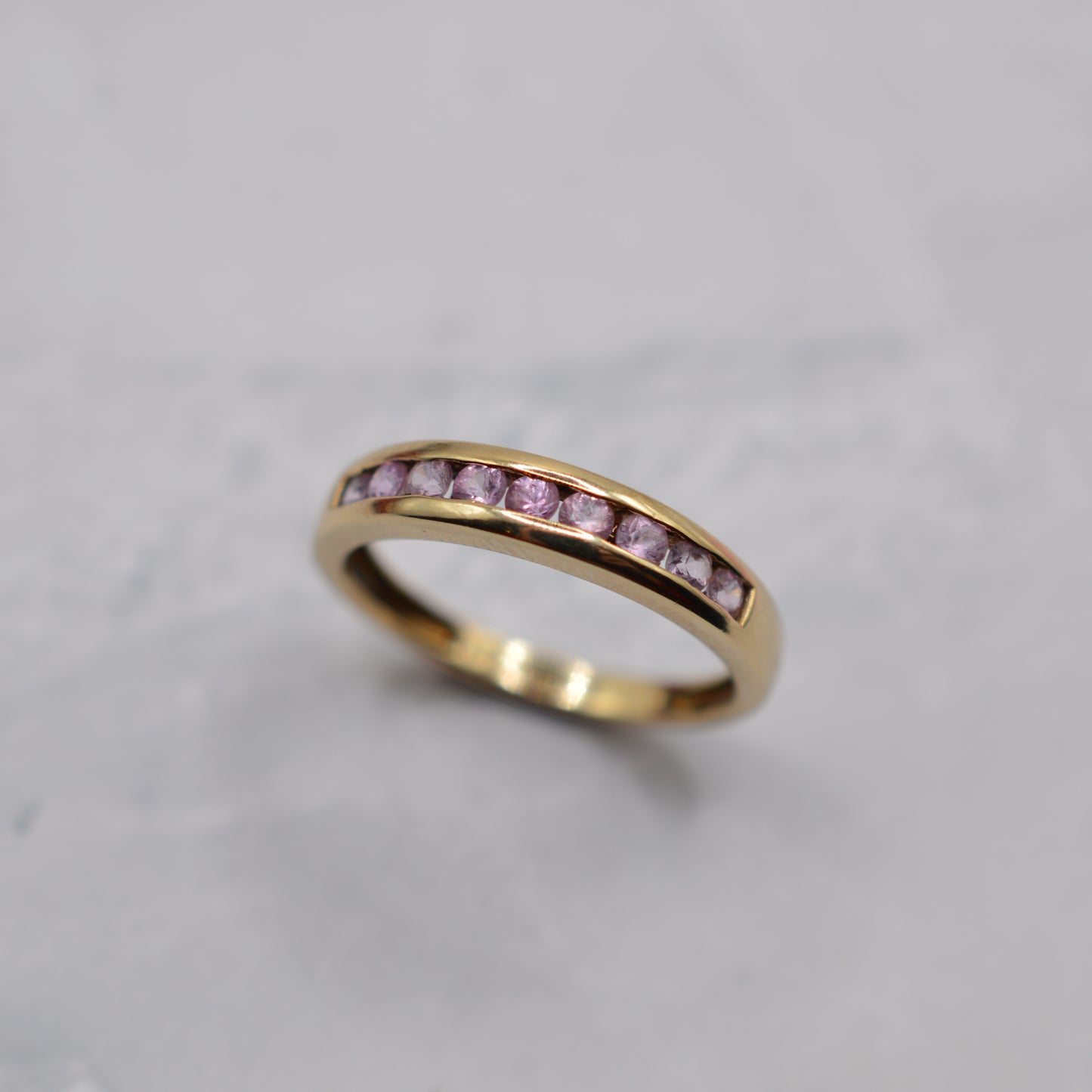 Y2K 9ct Gold Pink Sapphire Half-Eternity Ring