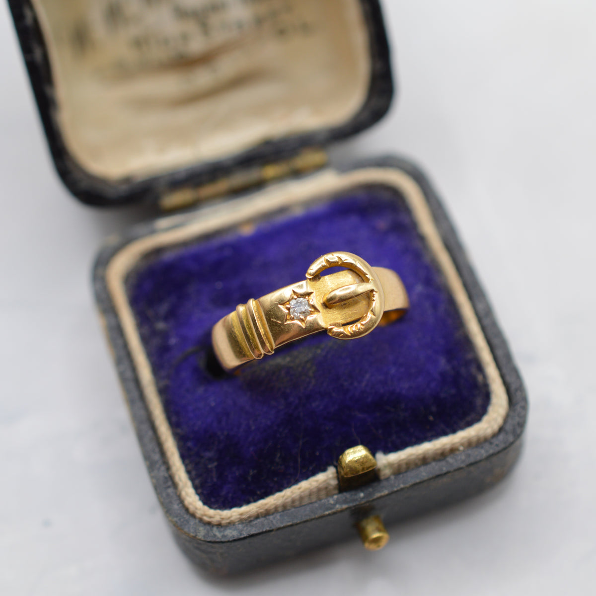 1896 Antique Victorian 18ct Gold Diamond Buckle Ring