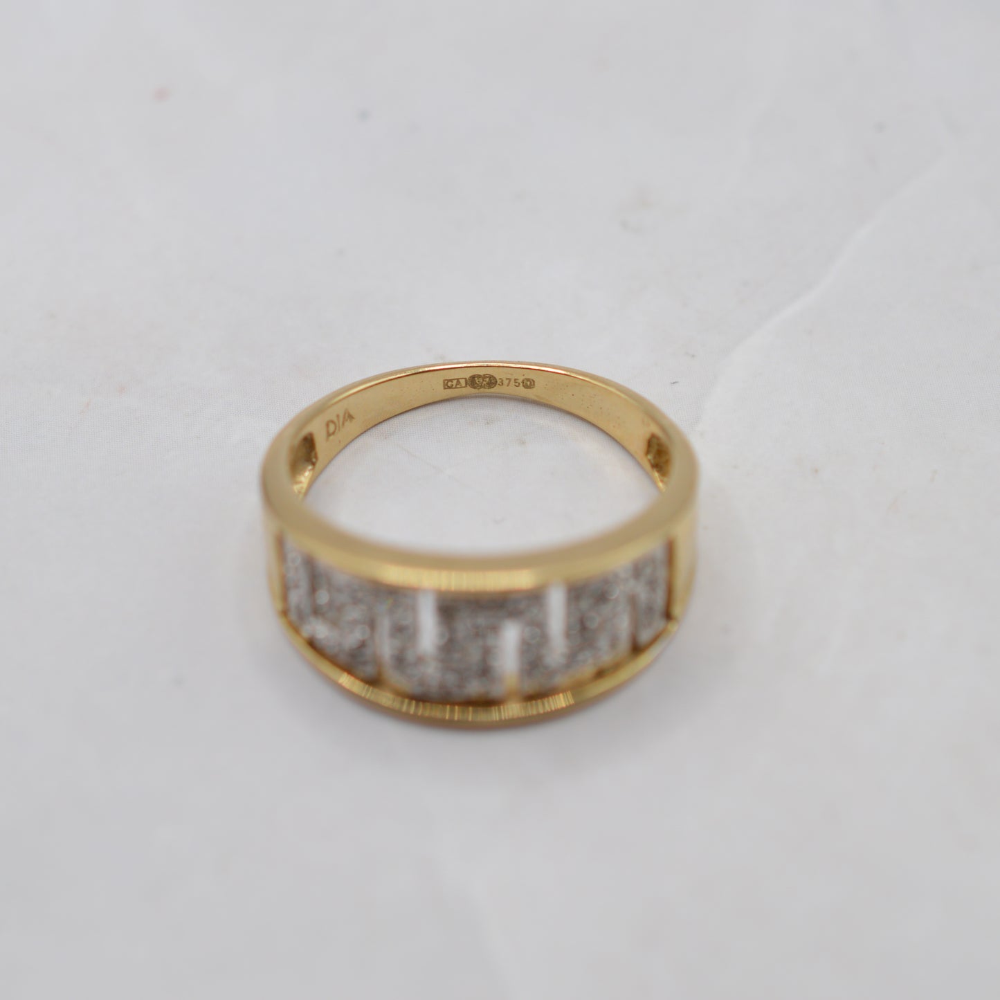 Chunky 9ct Gold Diamond Greek Key Ring