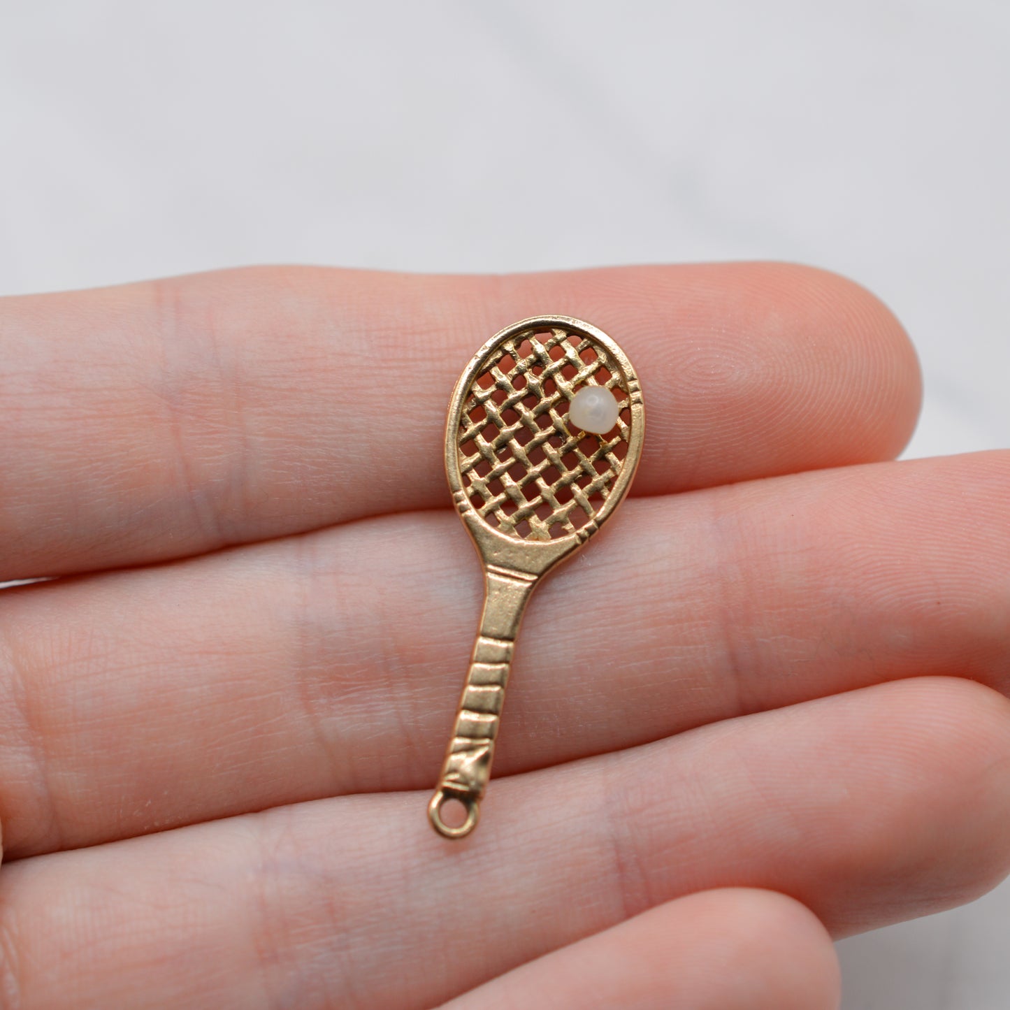 1960s Vintage 9ct Gold Tennis Racket Pendant/Charm