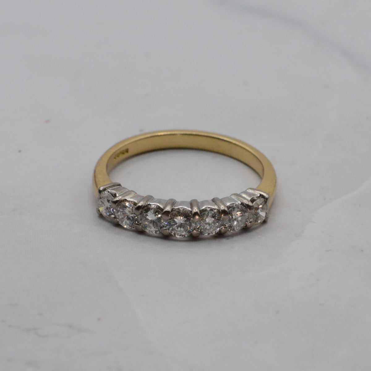 Y2K 18ct Gold 0.77ct Diamond Seven-Stone Half-Eternity Ring