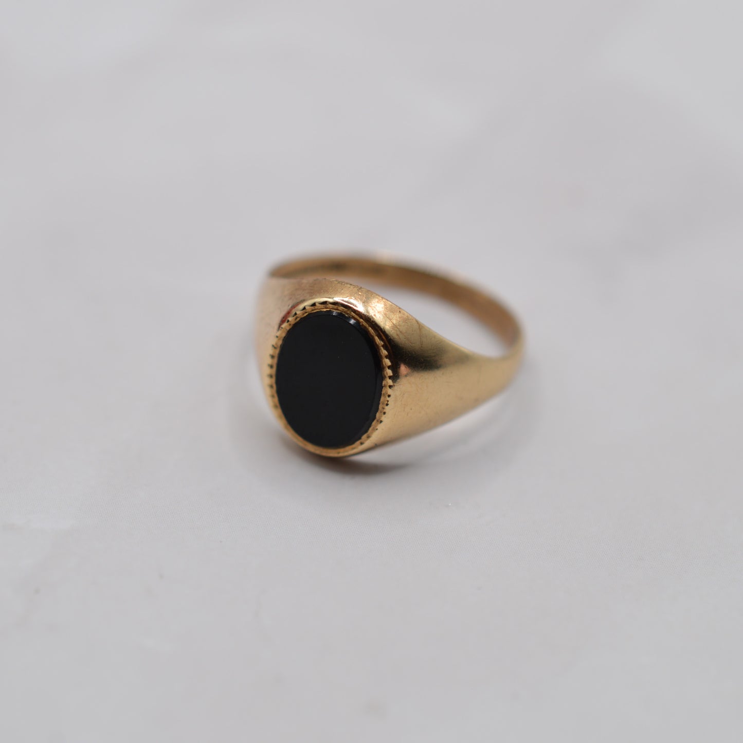 1970s Chunky Vintage 9ct Gold Onyx Signet Ring