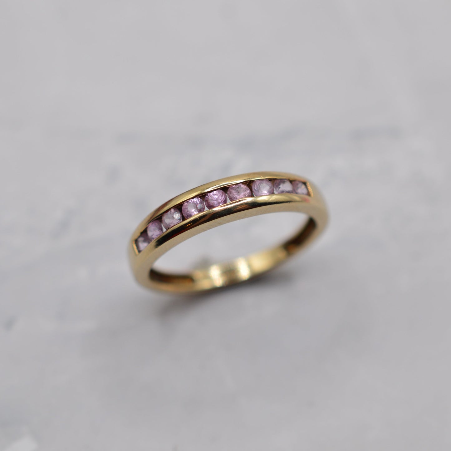 Y2K 9ct Gold Pink Sapphire Half-Eternity Ring