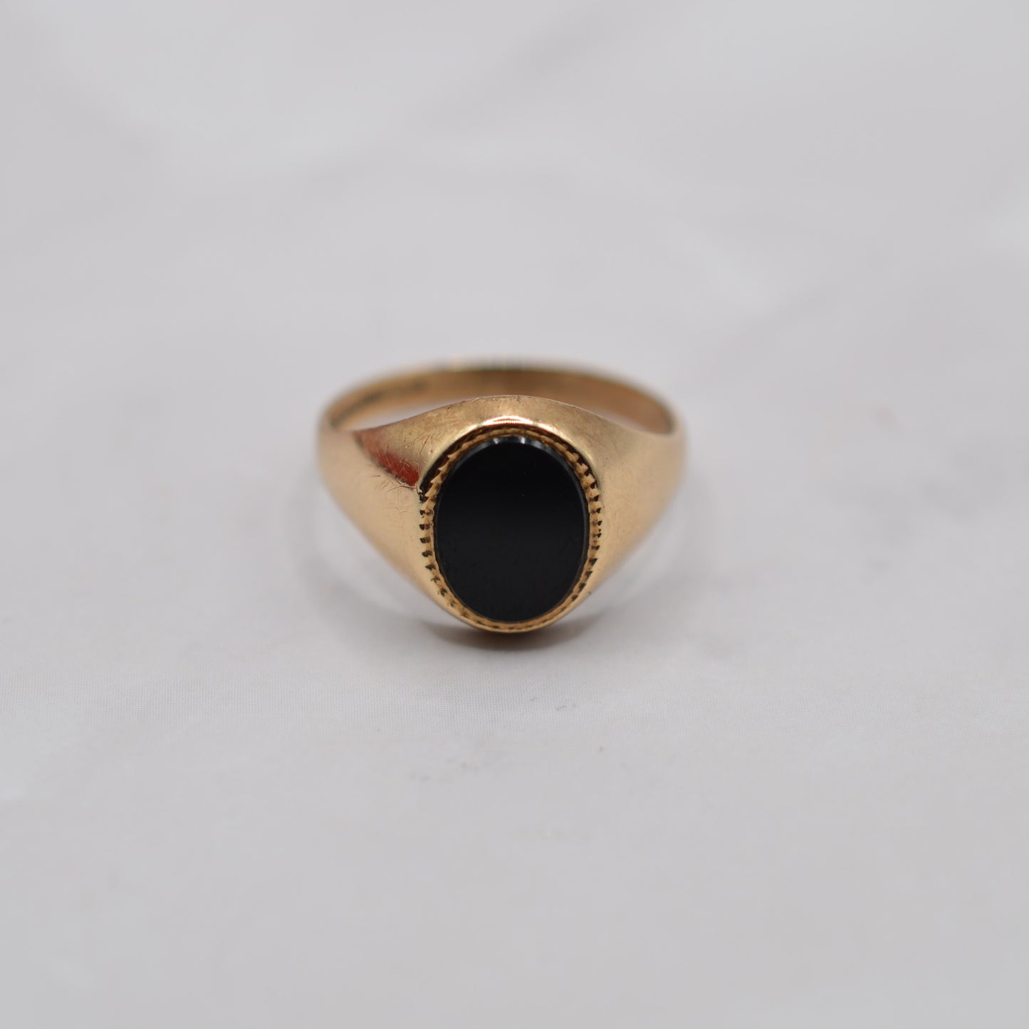 1970s Chunky Vintage 9ct Gold Onyx Signet Ring