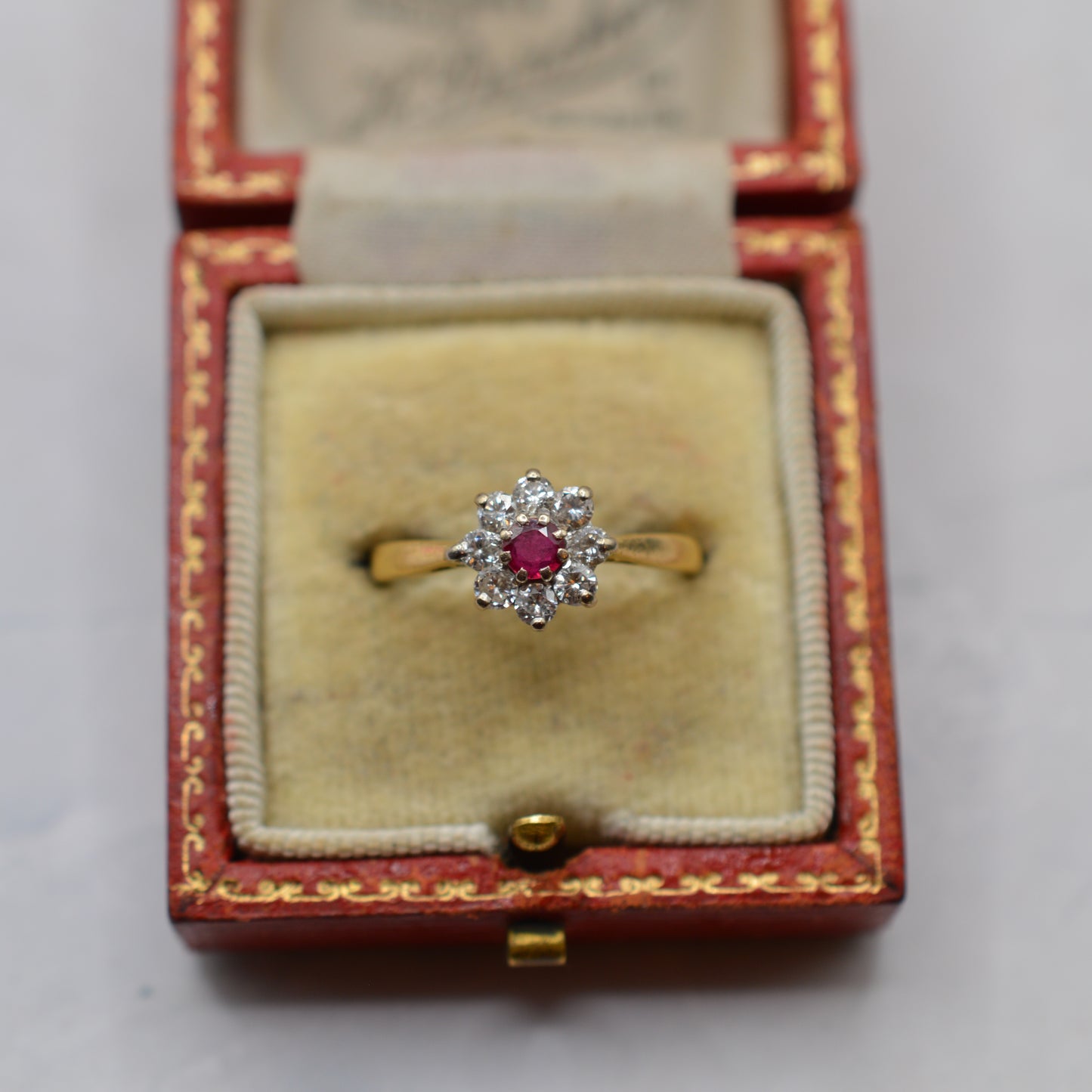 1980s 18ct Gold Ruby & Diamond Cluster Ring