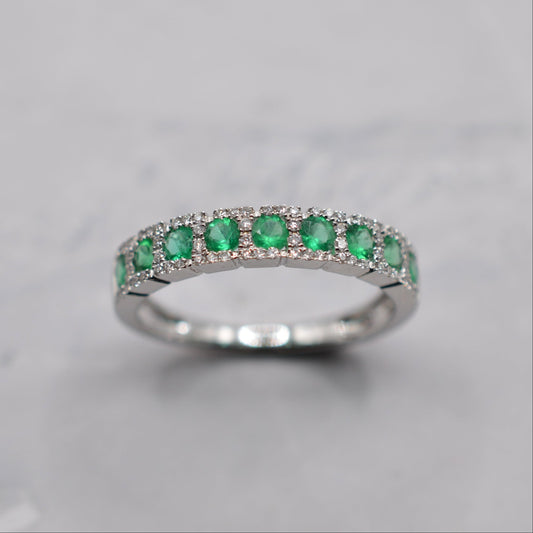 18ct Gold Emerald & Diamond Half-Eternity Ring