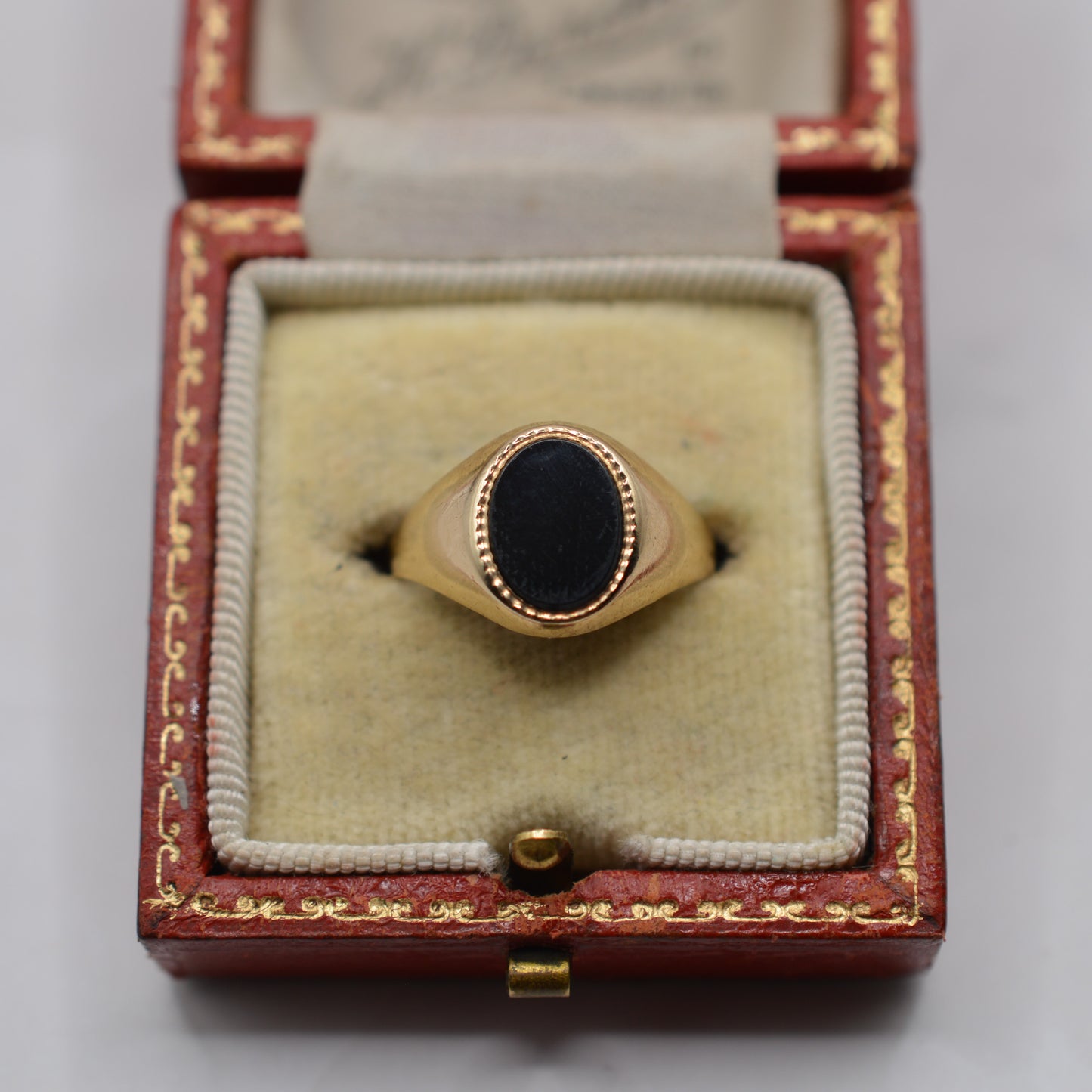 1970s Chunky Vintage 9ct Gold Onyx Signet Ring