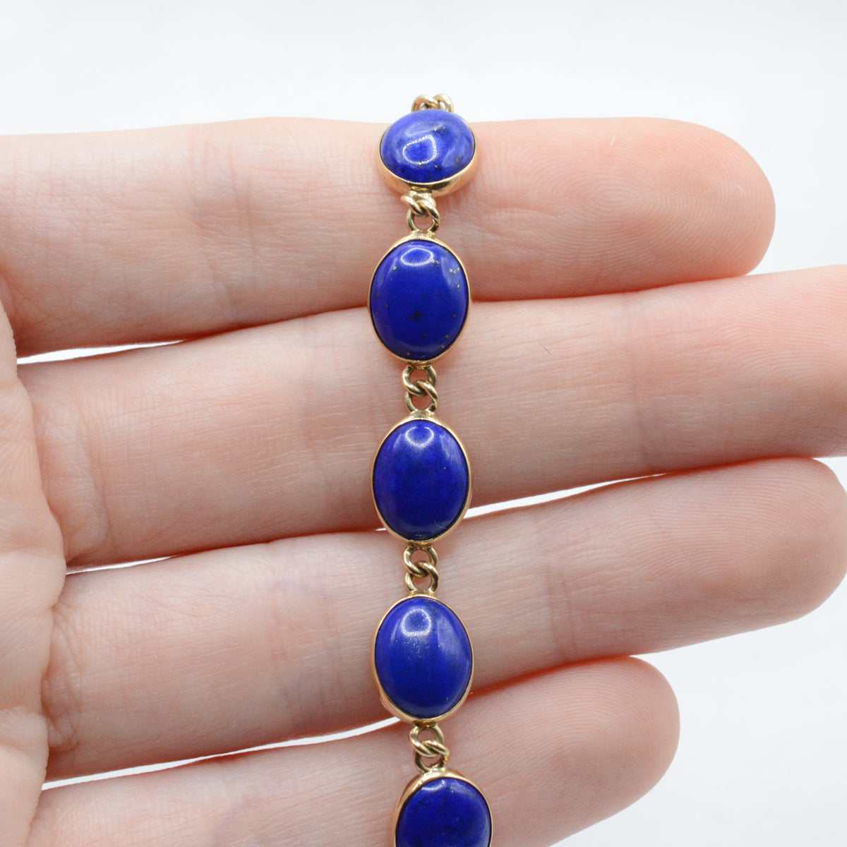 1990s 9ct Gold Lapis Lazuli Bracelet