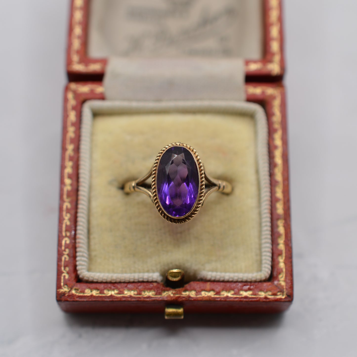 1990s 9ct Gold Amethyst Solitaire Ring