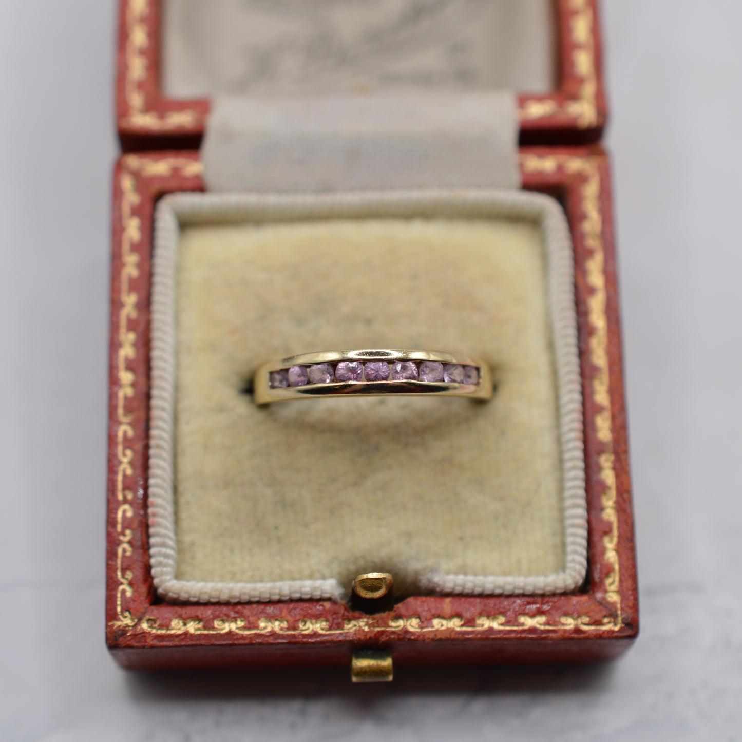 Y2K 9ct Gold Pink Sapphire Half-Eternity Ring