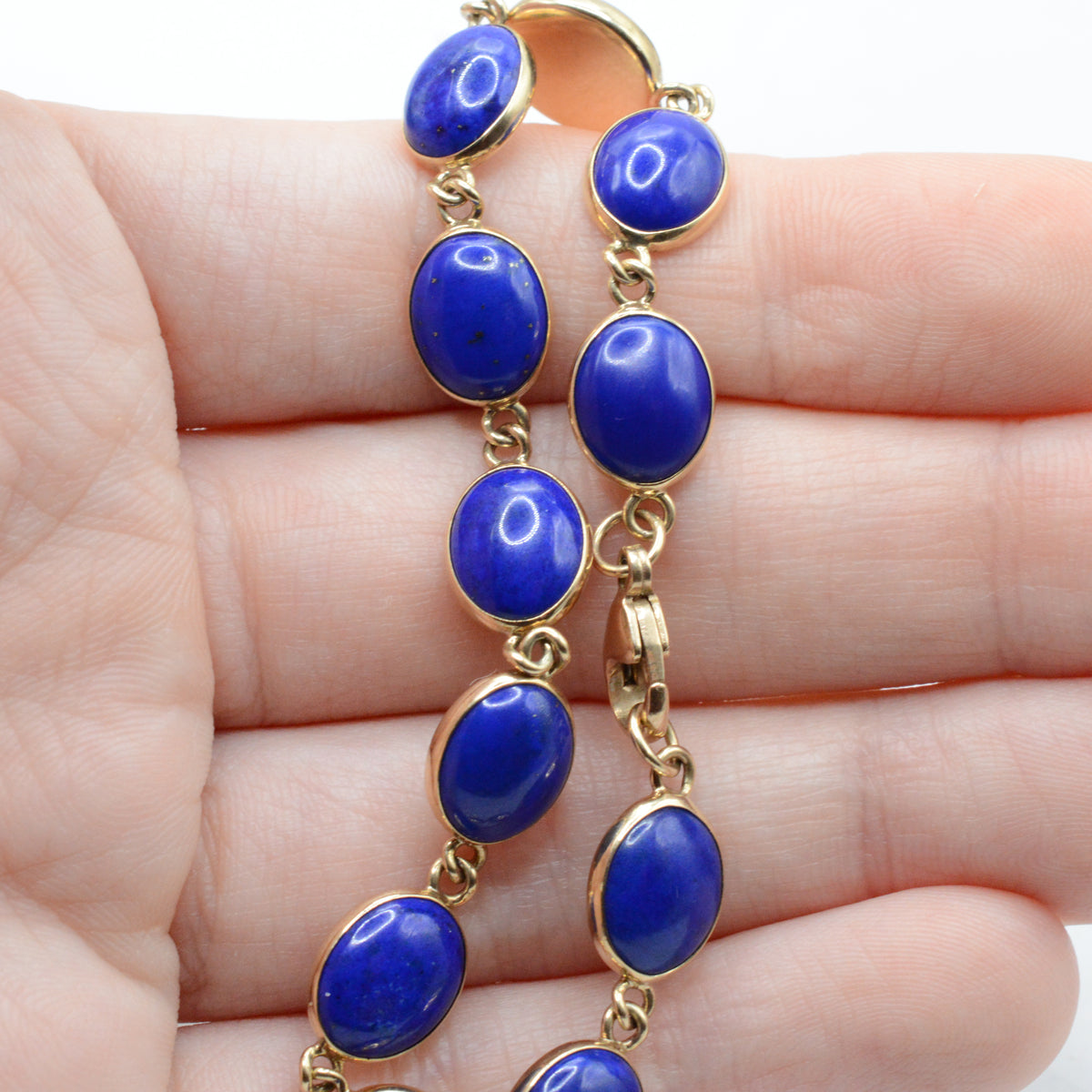 1990s 9ct Gold Lapis Lazuli Bracelet