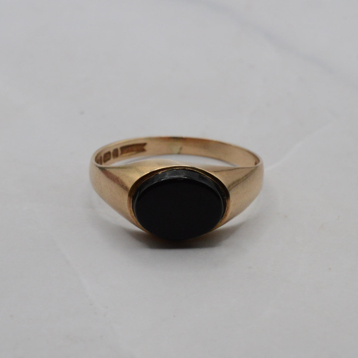 1980s 9ct Gold Onyx Signet Ring