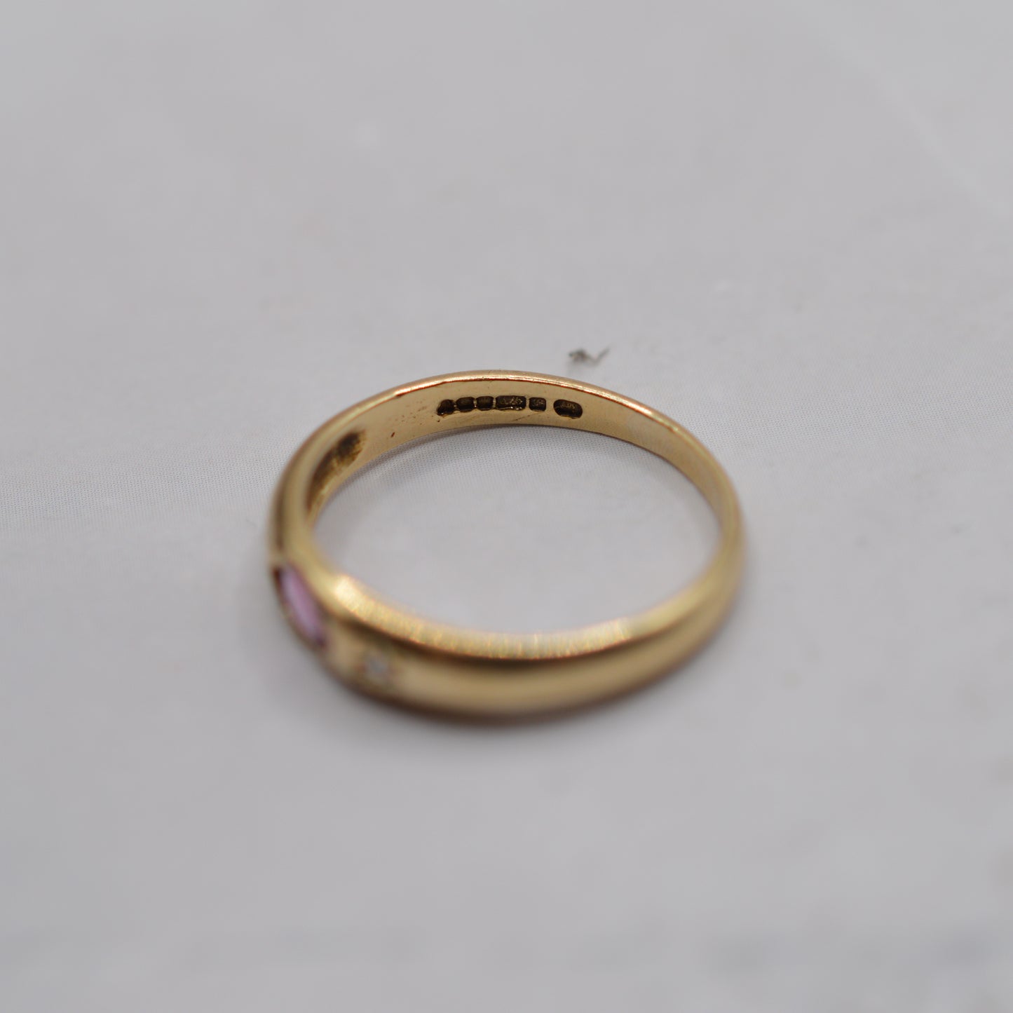 1980s 9ct Gold Ruby & Diamond Gypsy Trilogy Ring