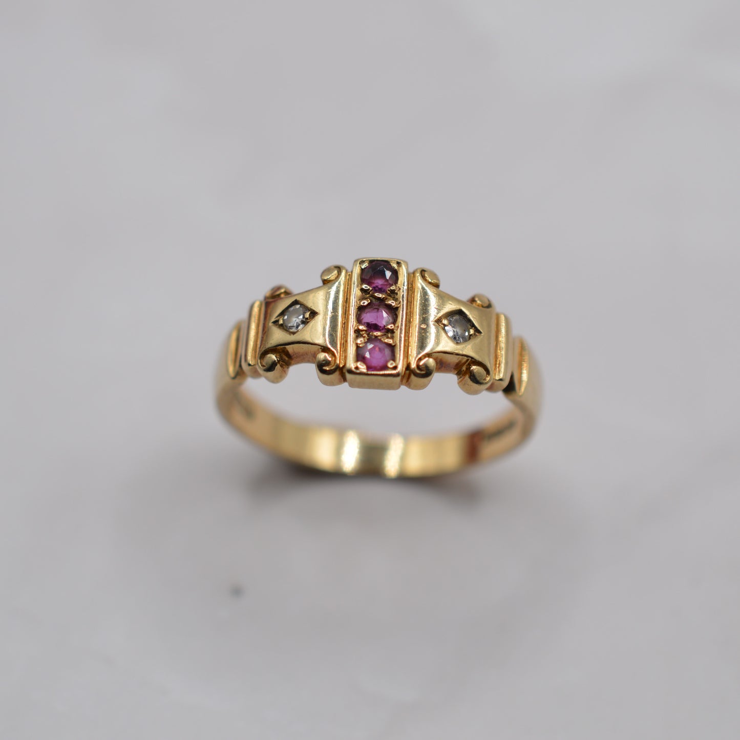 1980s 9ct Gold Ruby & Diamond Dress Ring